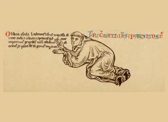 Autoritratto inginocchiato ai piedi della Vergine e del Bambino (dettaglio)